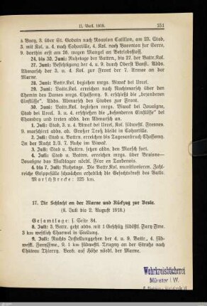 17. Die Schlacht an der Marne und Rückzug zur Vesle