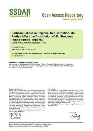 Partisan Politics in Regional Redistribution: Do Parties Affect the Distribution of EU Structural Funds across Regions?
