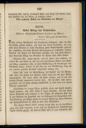 XXVII. Ueber Pflege des Rindviehes