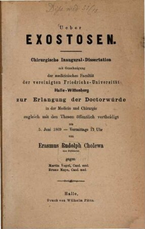 Ueber Exostosen : Diss. inaug.