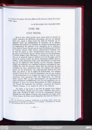 Titre XIII Etat Social
