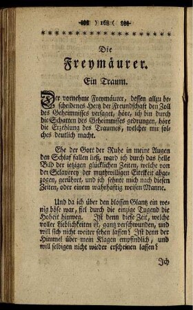 Die Freymäurer. Ein Traum
