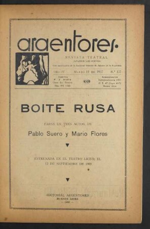 1937013700: Boite rusa : farsa en tres actos