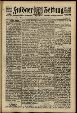 Erste Ausgabe vom Montag, den 11. November 1912.