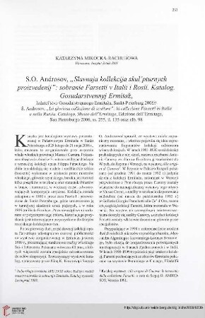71: [Rezension von: S.O. Androsov, "Slavnaja kollekcija skul'pturnych proizvedenij"]