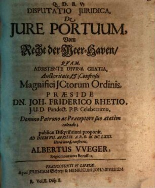 Disp. iur. de iure portuum