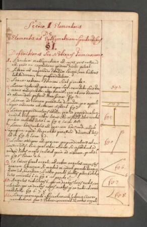 Sectio I Elementaris De Elementis ad Eythymetriam Spectantibus.