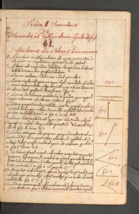 Sectio I Elementaris De Elementis ad Eythymetriam Spectantibus.