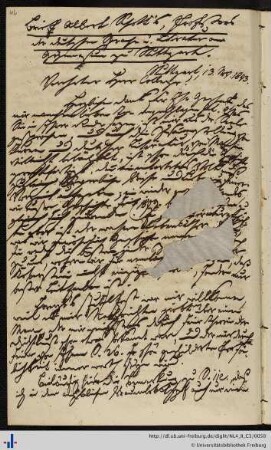 Brief von Albert Schott an Franz Karl Grieshaber (13.11.1843)