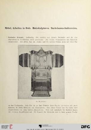 Möbel, Arbeiten in Holz. Holzskulpturen. Buchsbaumschnitzereien (Nr. 1-186)