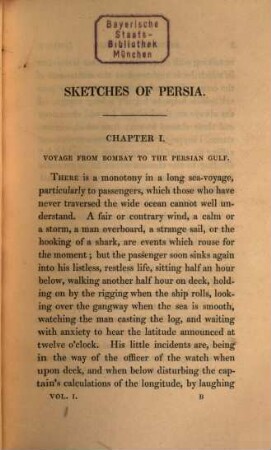 Sketches of Persia, from the journals of a traveller in the East : in two volumes, 1