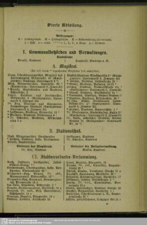 Vierte Abteilung. Behördenverzeichnis : Vierte Abteilung