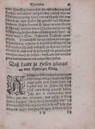 Daß Landt zu Hessen gelanget an dero Thüringer König.