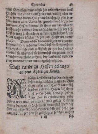 Daß Landt zu Hessen gelanget an dero Thüringer König.