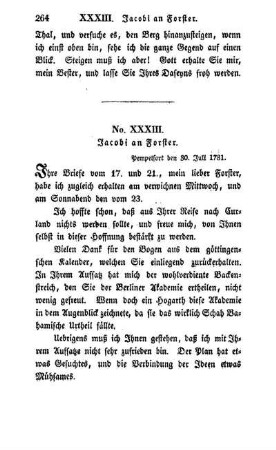 No. XXXIII. Jacobi an Forster