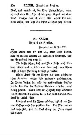 No. XXXIII. Jacobi an Forster