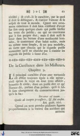 9. De la Constance dans les Malheurs.