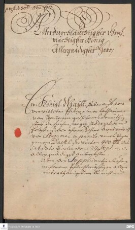 Brief von Paul Anton, August Hermann Francke, Heinrich von Bode, Friedrich Hoffmann und Johann Peter von Ludewig an Friedrich Wilhelm I., König in Preußen.