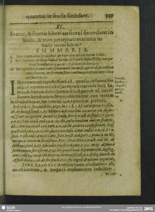 XL. Frater, & fratris liberi an simul succedant in feudis, & num jus repraesentationis in feudis, locum habeat?