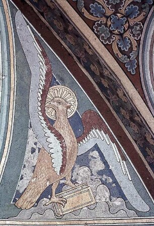 Christus in der Mandorla, umgeben von den Evangelistensymbolen, von Maria, Johannes dem Täufer und den Heiligen Augustinus und Patroklus
