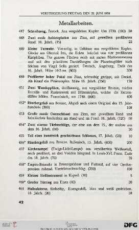 Metallarbeiten (Nr. 447-513)