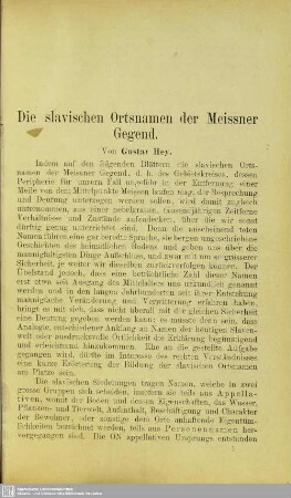 Die slavischen Ortsnamen der Meissner Gegend