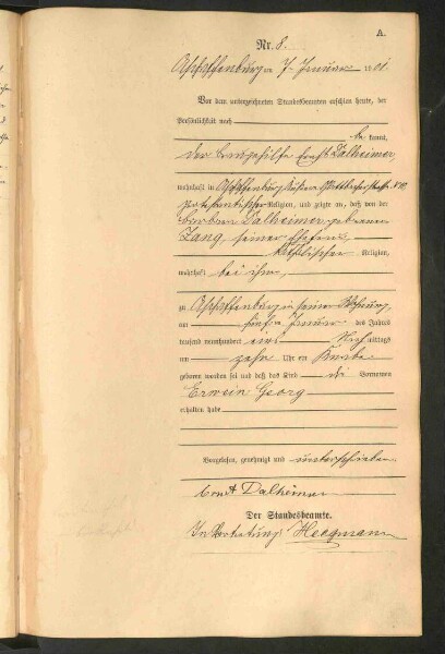 Standesamtsbuch der Stadt Aschaffenburg: Geburten 365/1900 - 184/1901