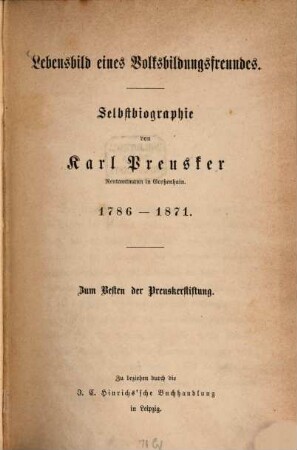 Lebensbild eines Volksbildungsfreundes : Selbstbiographie ; 1786 - 1871