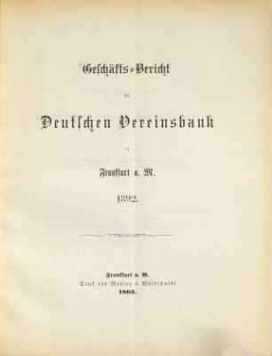 Bericht über das ... Geschäftsjahr. 1892 (1893)