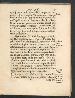 Caput XV. In Lectione de praxi & usu mox cogitandum.