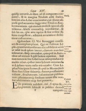 Caput XV. In Lectione de praxi & usu mox cogitandum.