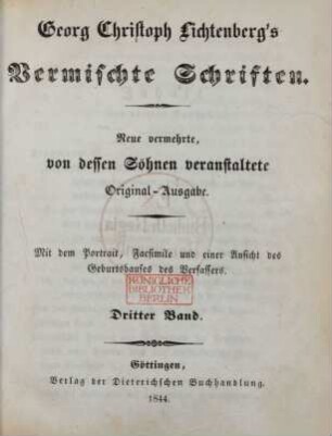 Bd. 3: Georg Christoph Lichtenberg's Vermischte Schriften