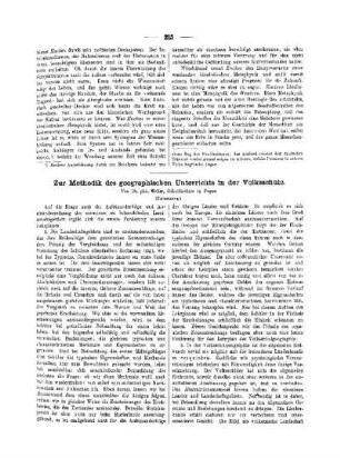 Zur Methodik der geographischen Unterrichts in der Volksschule : (Fortsetzung)