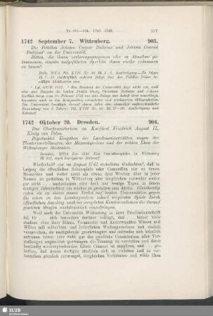903. 1742, September 7. Wittenberg