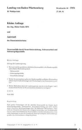 218: Landtag Baden-Württemberg, Beilagen, 1991, Bd. 41