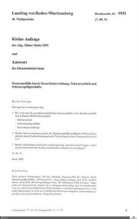 218: Landtag Baden-Württemberg, Beilagen, 1991, Bd. 41