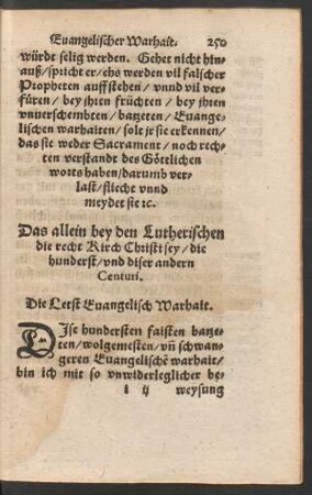 Die Letst Evangelisch Warhait.