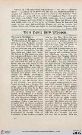 Vom Heute fürs Morgen