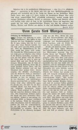 Vom Heute fürs Morgen