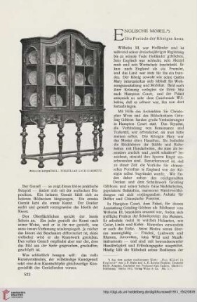 1: Englische Möbel : die Periode der Königin Anna