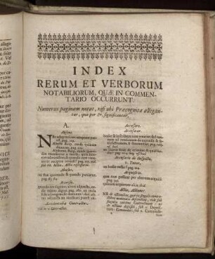 Index Rerum Et Verborum Notabiliorum, Quæ In Commentario Occurrunt