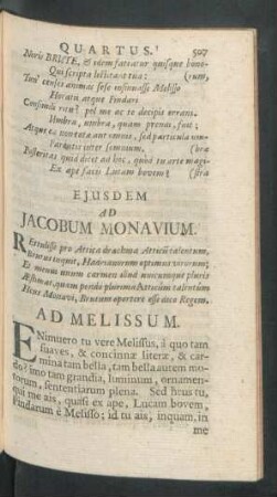 Eiusdem Ad Jacobum Monavium