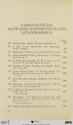 Farbenstiche, schwarze Kupferstiche und Lithographien (Nr. 350 - 405)