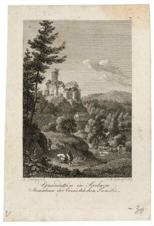 Die Burg Gnandstein (Kohren-Sahlis-Gnandstein) südlich von Frohburg, aus Beckers Taschenbuch zum geselligen Vergnügen 1803