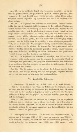 VI. Landelijke inkomsten