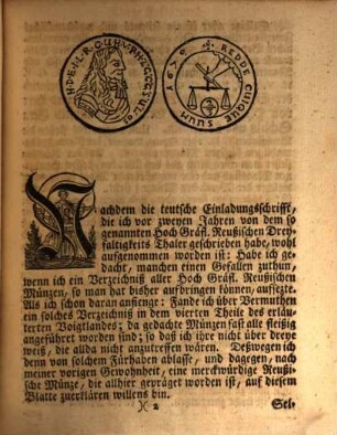 Kurtze Erklärung eines Hochgräfl. Reuss. seltenen Zweydrittelstückes