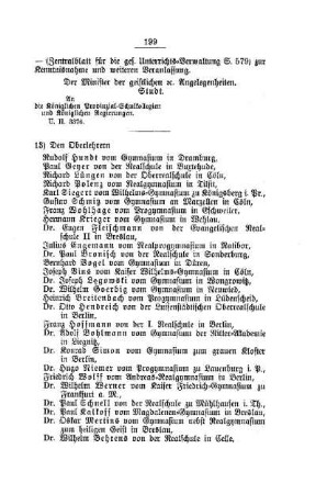 Den Oberlehrern : [D. Höhere Lehranstalten]