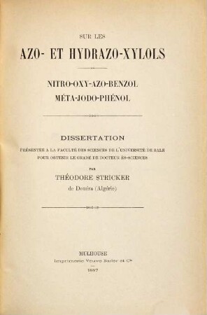Sur les azo- et hydrazo-xylols : nitro-oxy-azo-benzol méta-jod-phénol
