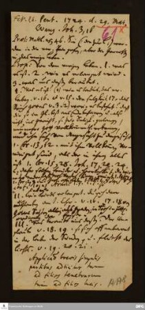 Disposition der Predigt von August Hermann Francke über Joh. 3,16 am 29.05.1724.