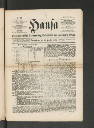 No. 169. Sonnabend, den 15. October 1853.